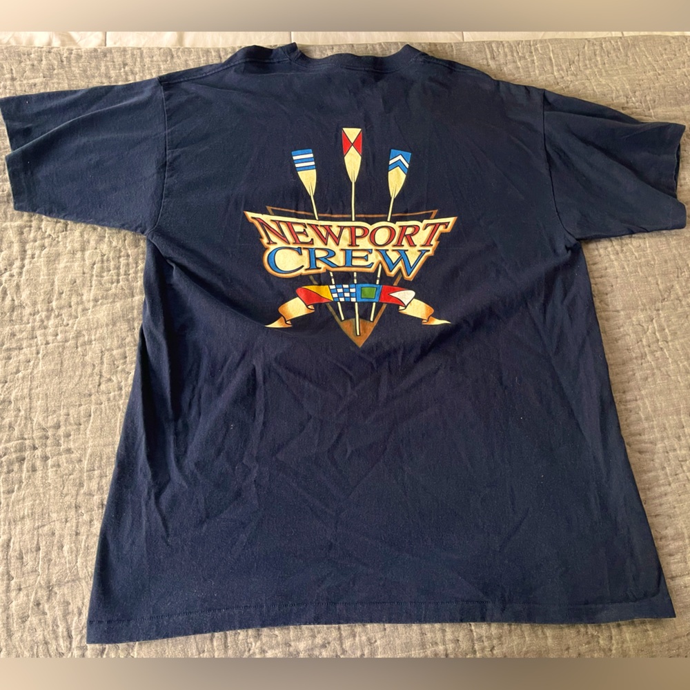 Vintage Newport Blue Crew Rowing Navy Men's T-shirt size XL 100% cotton
